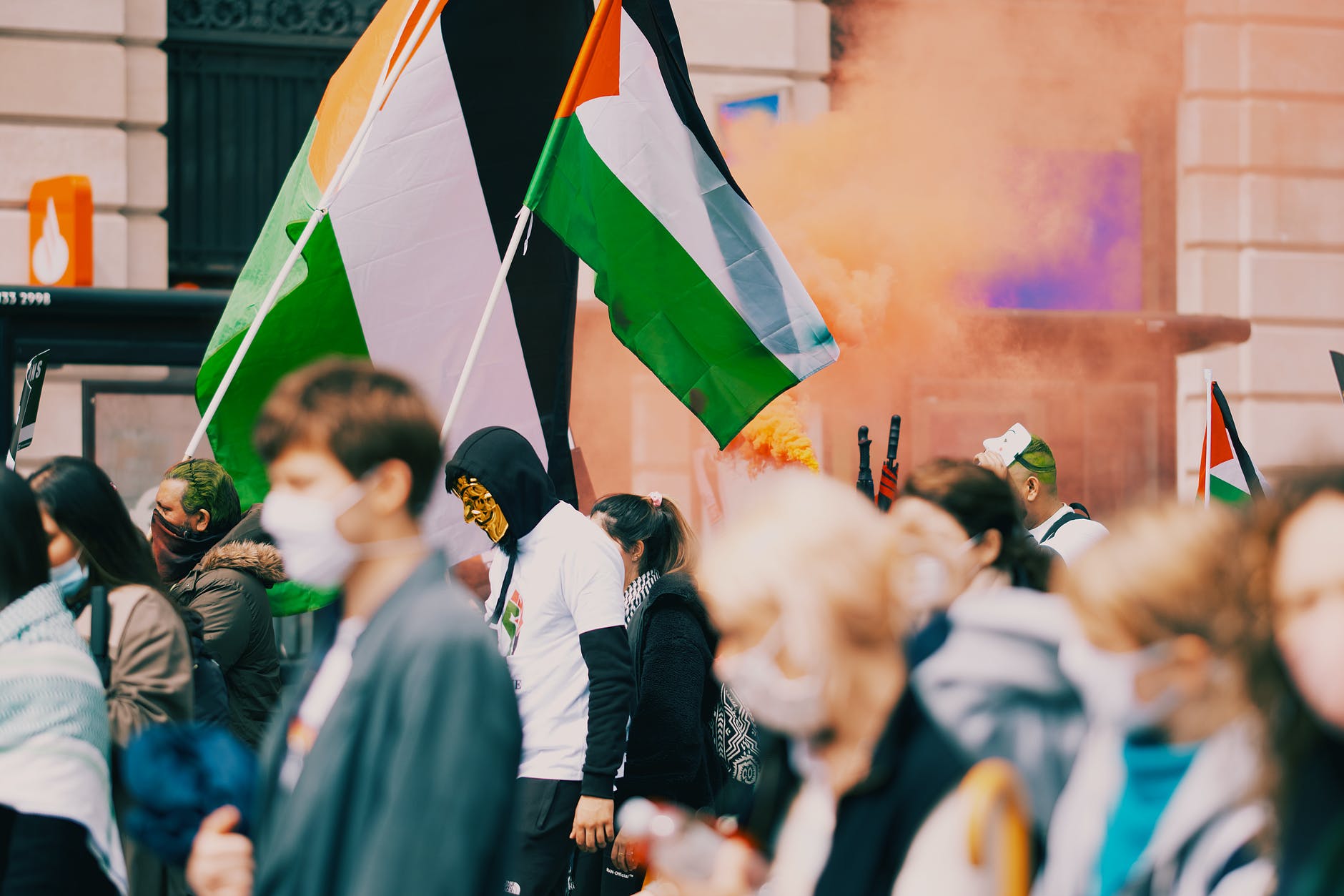 people holding flags